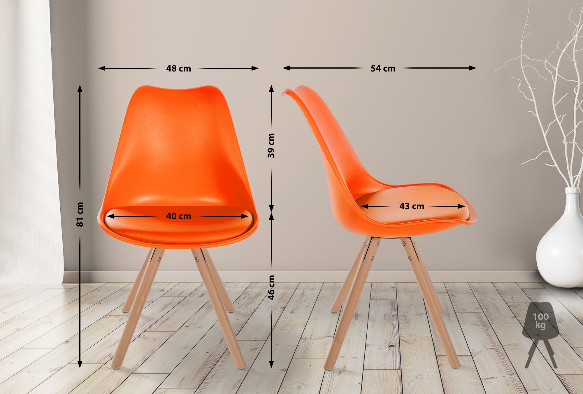 Sedia Sofia in plastica arancione natura (rund)