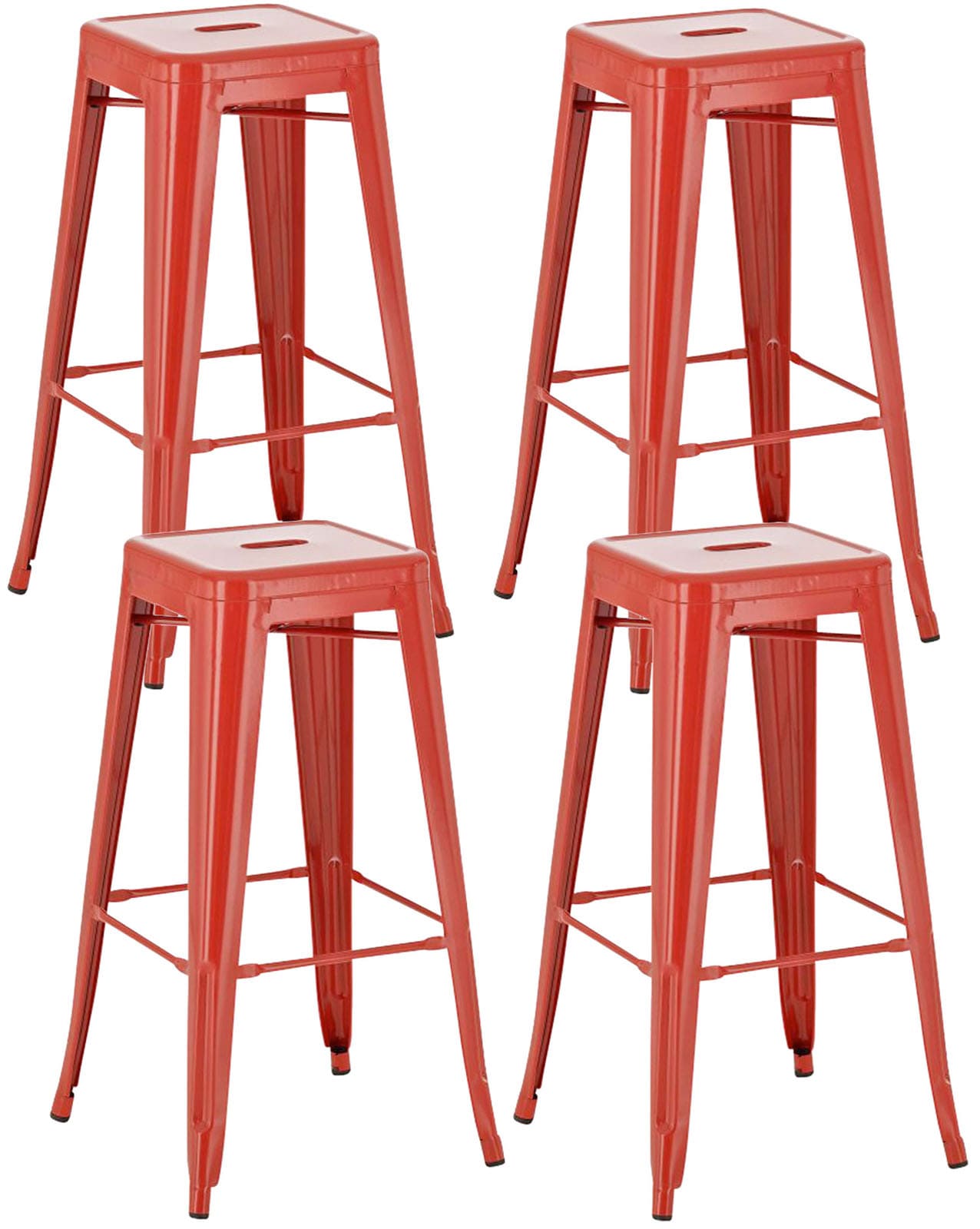 Set 4 Sgabelli Bar Joshua In Metallo rosso