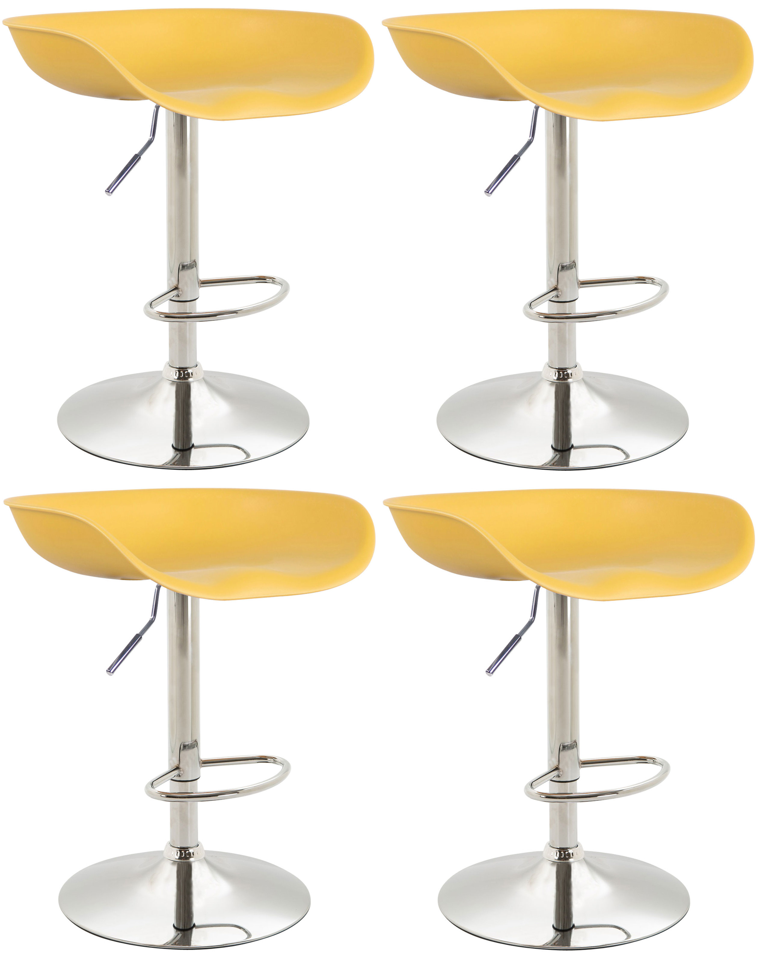 Set di 4 sgabelli da bar Anaheim in plastica giallo chrom