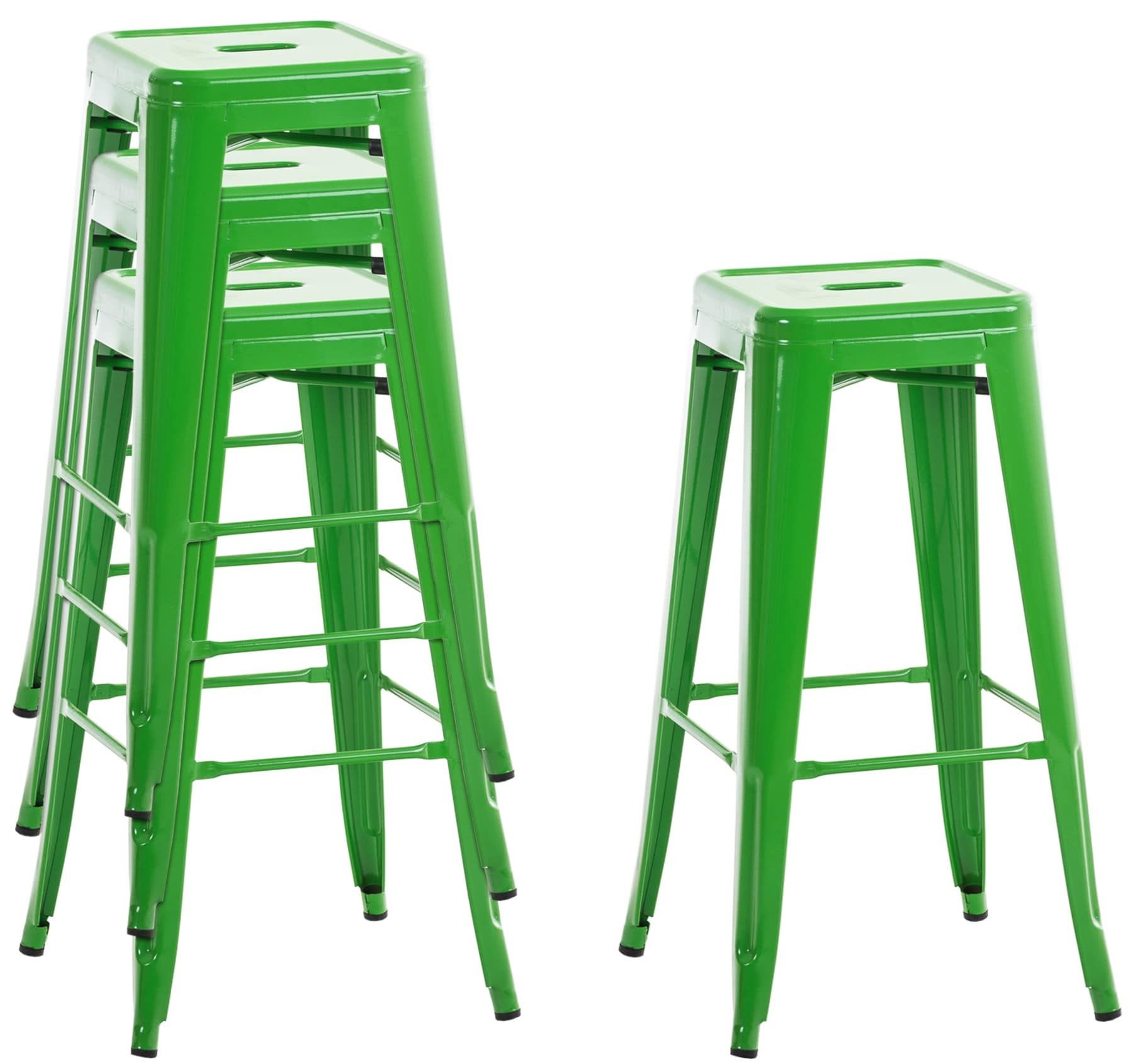 Set 4 Sgabelli Bar Joshua In Metallo verde