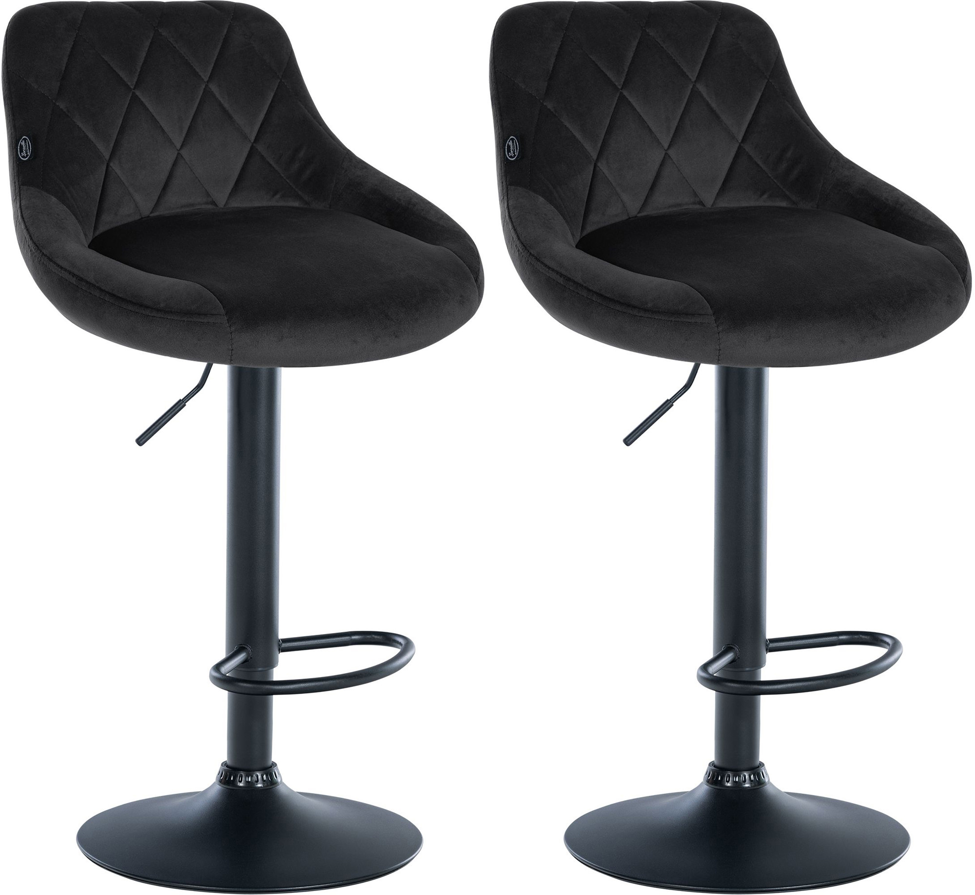 Set di 2 sgabelli da bar Lazio Velvet nero schwarz