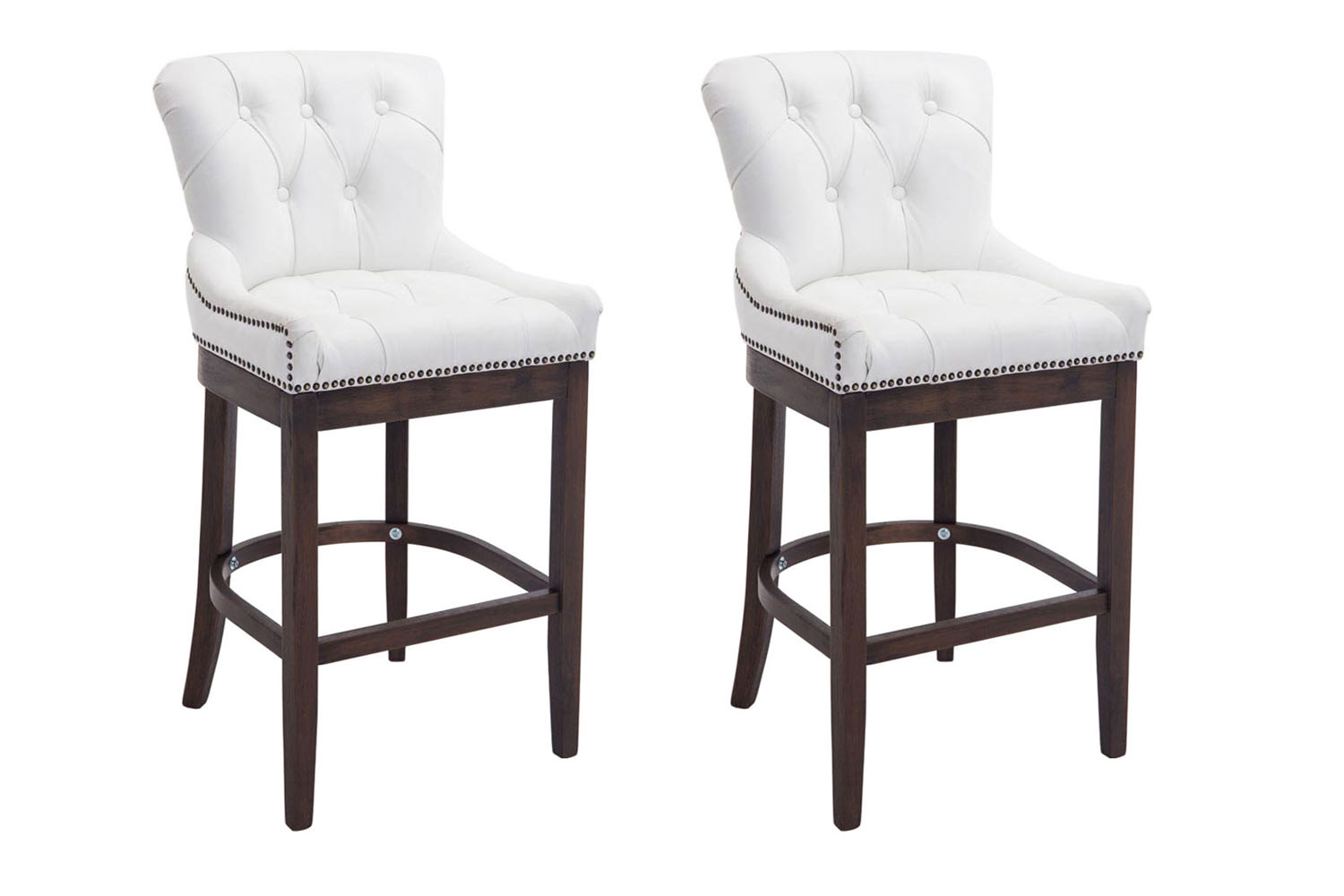 Set 2 sgabelli Lakewood in vera pelle bianco antik